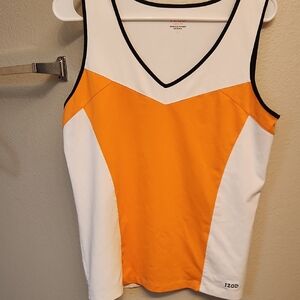IZOD Women's Vibrant Orange and White Tank Top